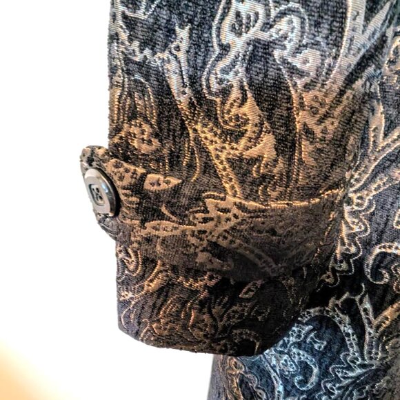 NWOT Linea Domani Black and Gold Jacquard Brocade Dress Coat Size 12 - Picture 9 of 9